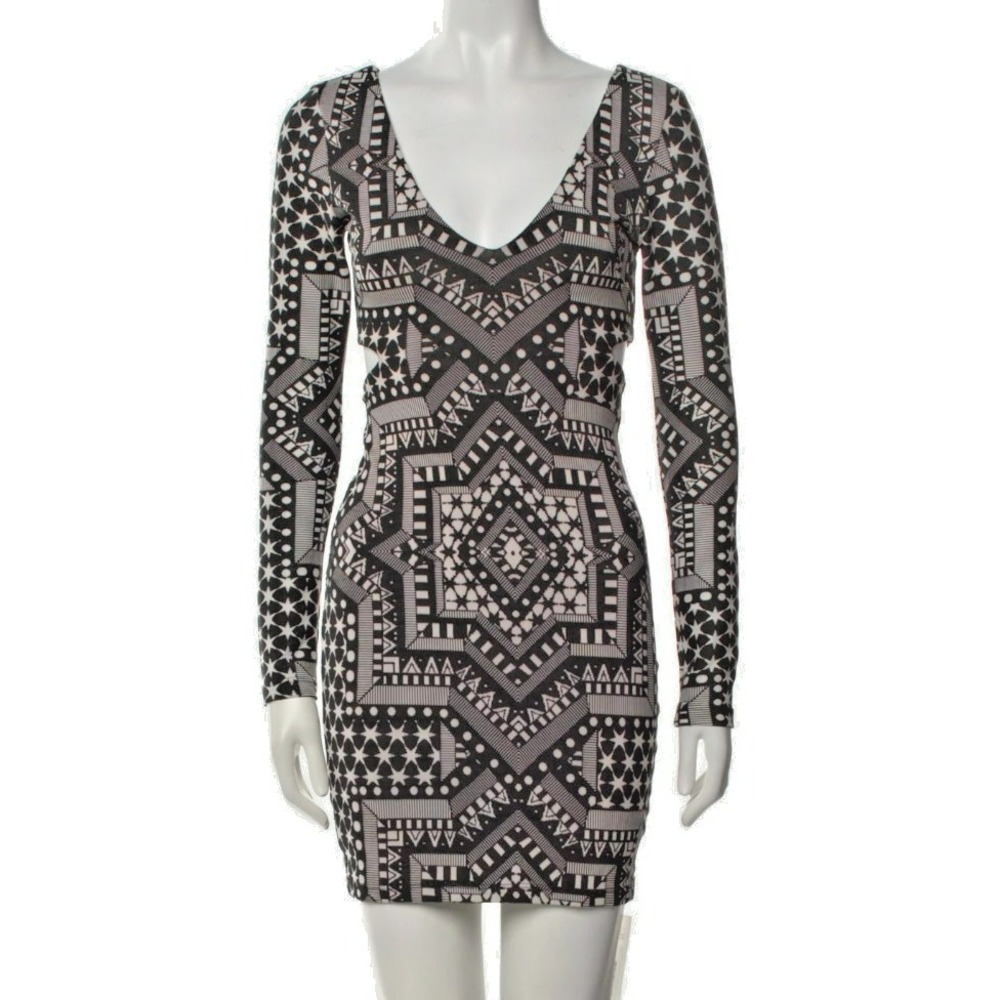 Mara Hoffman Sheath Dress – Size XS – Black/Gray – Cutout – Long Sleev